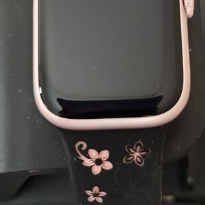 Apple Watch with Black and Pink Floral Band 9 generation with gps and cellular